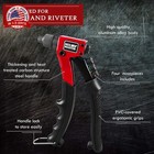 Heavy-duty Manual Rivet Gun Kit 4 Interchangeable Heads 200 Rivets Bmc Case For