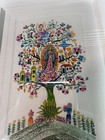 Vintage Mexican Folk Art Virgen De Guadalupe Tree Hand Painted Signed Framed