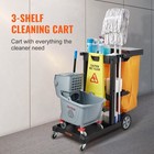 Cleaning Cart  3-shelf Commercial Janitorial Cart  200 Lbs Capacity Plastic Hous