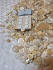 Mixed Lot Of White Frosted Mop Shanks Reg Vtg   Mod Unique Sewing Buttons  2 6lb