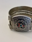 Moroccan Berber Bracelet Silver Tone Hinged With Pin Size 6