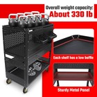 3-tier Rolling Tool Cart Wheels Storage Pegboard Organizer For Garage Workshop
