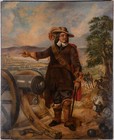 Fine Large 19th Century Oil - Manning The Military Cannons