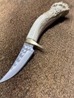 Early Vintage Ken Richardson Crown Stag Skinner Scrimshaw Leather Sheath 1981