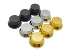 Heavy Metal Chrome  Black  Gold Strat Style Knobs Fits 18 Spline Import Pots