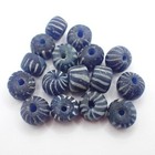 16 Pcs Striped Cobalt Blue Glass Trade Beads Antique Dayak Kalimantan Trade Wind
