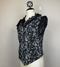 Recollections Womens Sz M Blouse Floral Lace Collar Button Cosplay Steampunk