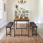     3 Piece Kitchen Table Set Dining Table And Chairs For 2 Metal And Wood Rustic