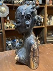 Vintage African Hand Carved Wooden Woman Bust Tribal Art Sculpture Statue