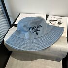 Prada Bucket Hat Denim Blue Unisex Outdoor Casual Sun Hat