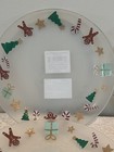 4 Yankee Candle Frosted Candle Holder Tray Plate Round Gingerbread Christmas
