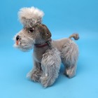 Vintage 1960s Gray Mohair Steiff Snobby Poodle Ear Button Red Collar Nice