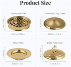 Communion Tray   Bread Plate With A Lid   40 Cups - Stainless Steel Brass Mirror