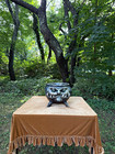 Metal Monster Face Cauldron Bowl 3 Legs Ring Handles Halloween Decor