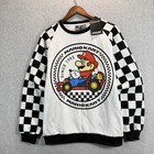Cakeworthy Mario Kart Nintendo Crewneck Sweatshirt Medium Checkered Flag Nwt