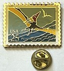 Usps Stamp Pin 1989 25    Tyrannosaurus Pteranodon  Soft Enamel Lapel Pin