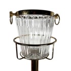 Hollywood Regency Brass Stand W  Ribbed Glass Ice Bucket Champagne Wine Chiller