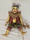Thailand Burmese Wooden Puppet Marionette  14 Inches  Gold Paint Culture Cool