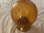 Vintage Amber Crackle Glass Light Fixture Shade Lamp Globe Art Deco