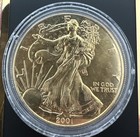 2001 24k Gold Gilded Ase 1 Oz  999 Silver Proof - W  2 Idaho Gold Backs