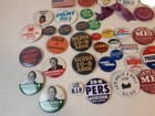 Vintage Mixed Lot Of 43 Pins Buttons Advertising Politcal Be Happy 