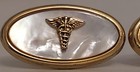 Vintage Anson Mother Of Pearl Medical Cufflinks Gold Tone Caduceus Doctor Gift