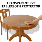 70  Round Clear Tablecloth Protector     Heavy Duty Vinyl Cover With Hemmed Edge