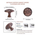 4 Pack Antique Copper Cabinet Knobs Vintage Drawer Knobs 1 4  Round Copper Ki   