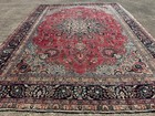 9x12 Old Red Antique Rug Vintage Oriental Handmade Wool Big Blue Worn Fine Real