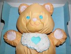 Vintage Fisher Price Puffalump Teddy Bear Peach Orange Plush Heart Bib 1989