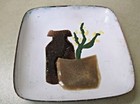 Vintage Mid Century Copper Enamel Trinket Dish Floral Cottagecore Farmhouse