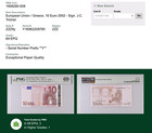 69 Epq Pmg 10 Euro 2002 Greece Eu Banknote Sign  J c  Trichet Prefix  y    Zzz9y