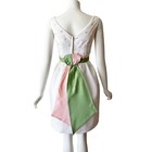 Vintage 1960s Flower Applique Party Dress Cocktail Prom Pink White 50s