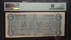 T-69 1864 Pmg 58 5 Dollar Confederate States Of America  free Ship   G661