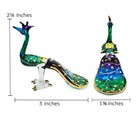 3  Long Peacock Glass Peafowl Miniature Birds Crystal Animals Figurine Dollhouse