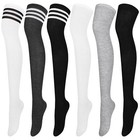 Extra Long Cotton Stripe Thigh High Socks Over The Knee High Plus Size Stockings