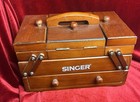 Singer Vintage Wood Sewing Box Caddy Fold Out Keepsake 8  X 5    Notions Accordion