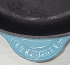 Le Creuset Vintage Enameled Cast Iron Skillet 11 75  Double Spout  Teal Blue