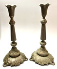 Shabbat Candlesticks Pair Norblin Warsaw Silverplated 19th C Judaica