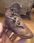 Antique Vtg Victorian Era Baby Toddler Leather High Button Boots Shoes Brown