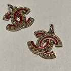 Set Of 2 Red And Faux Pearls Chanel Buttons  20x 18 Mm  Stamped 