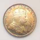 Canada 1902 Five Cent Canadian Coin 925 Silver King Edward Vii Rainbow Toning