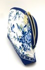 New   Estee Lauder Blue Flower   Bird Print  Makeup Bag  With Zipper