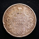 Foreign Silver Coin - British India  1 Rupee  1918  Km-524  Vf-xf Condition
