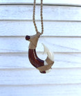 Genuine Koa Wood Hawaiian Design Jewelry Fish Hook Pendant Choker necklace