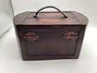 Unbranded Rustic Wooden Treasure Chest Storage Box Studded Trunk Leather Handle
