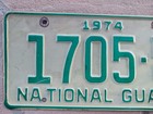 1974 North Carolina Nc National Guard License Plate Tag   1705 Nc Vintage