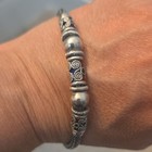 Vintage Sterling Silver Ornate Enamel Cuff Bracelet