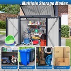 Outdoor Trash Shed For 2 Bins  Metal Waterproof Garbage Enclosure  Garden Yard