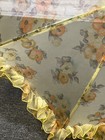 Vintage 1970 Yellow Orange Floral Mesh Parasol Sun Shade Ruffled Trim 32    Closed